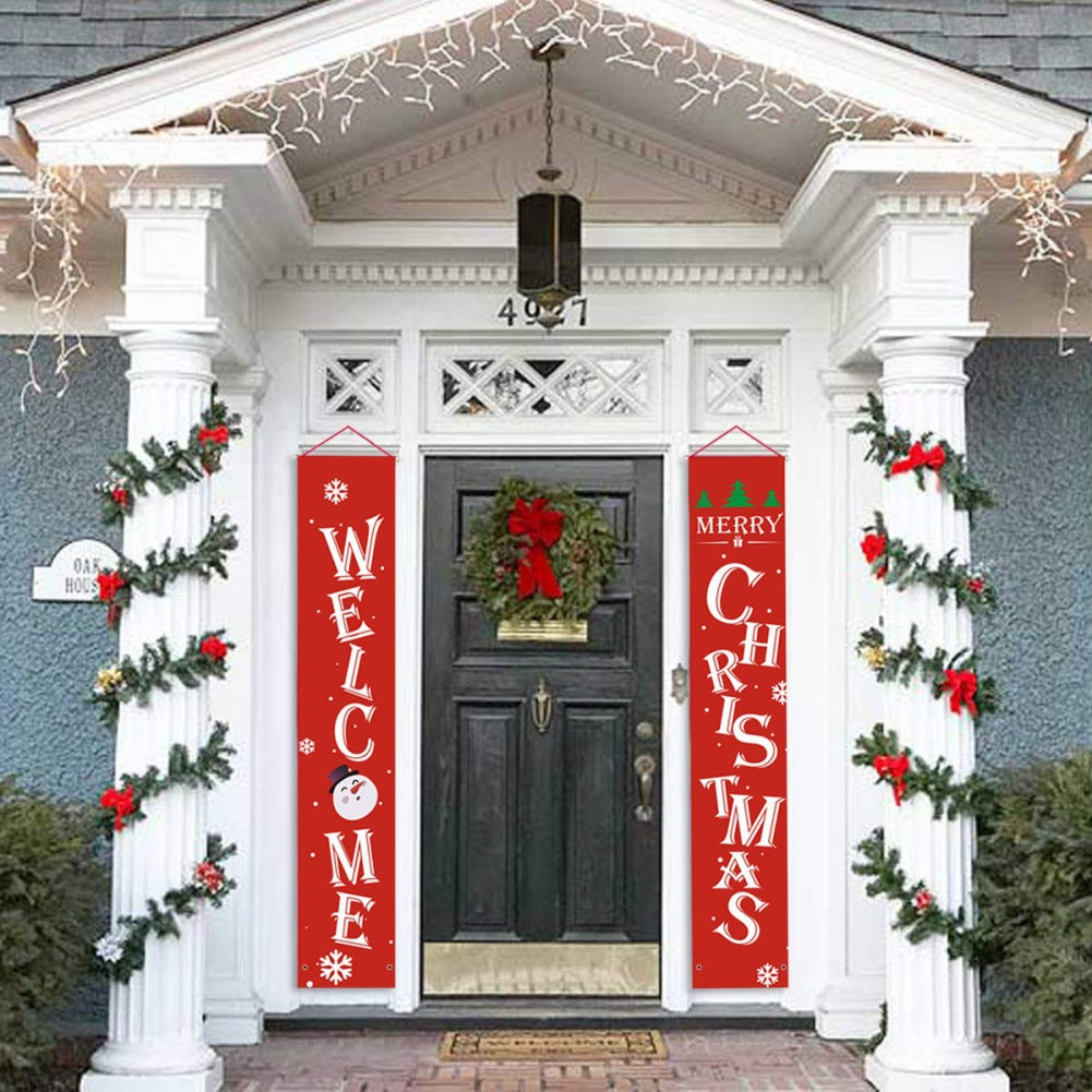 Christmas Banner Merry Porch Welcome Decorations Sign for Indoor Outdoor