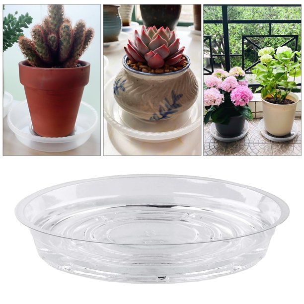 Plant Saucer Pot Flower Plastic 12" Inches Round, Clear, 10 Pack