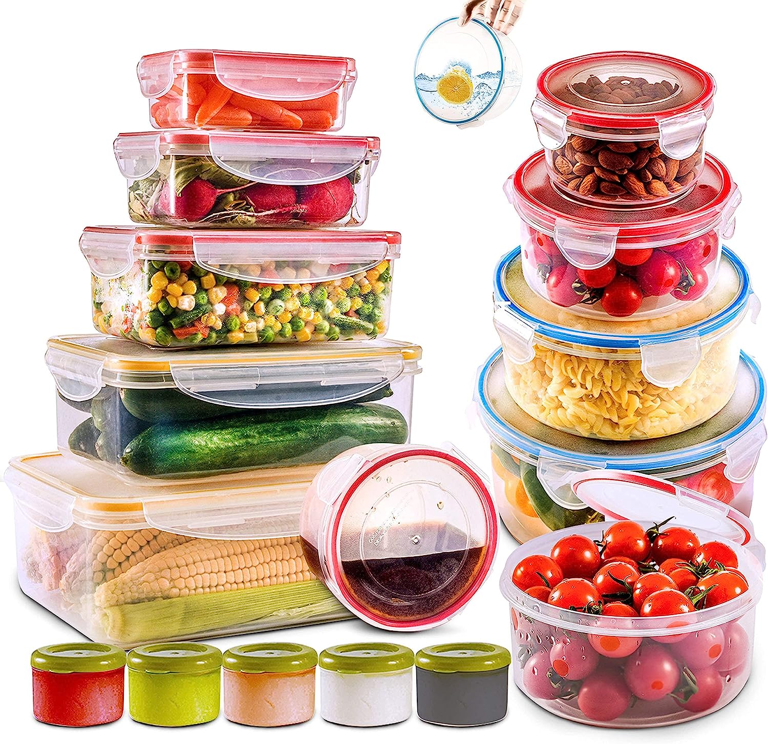 Storage Large Food Containers with Airtight Lids - 28 Pieces