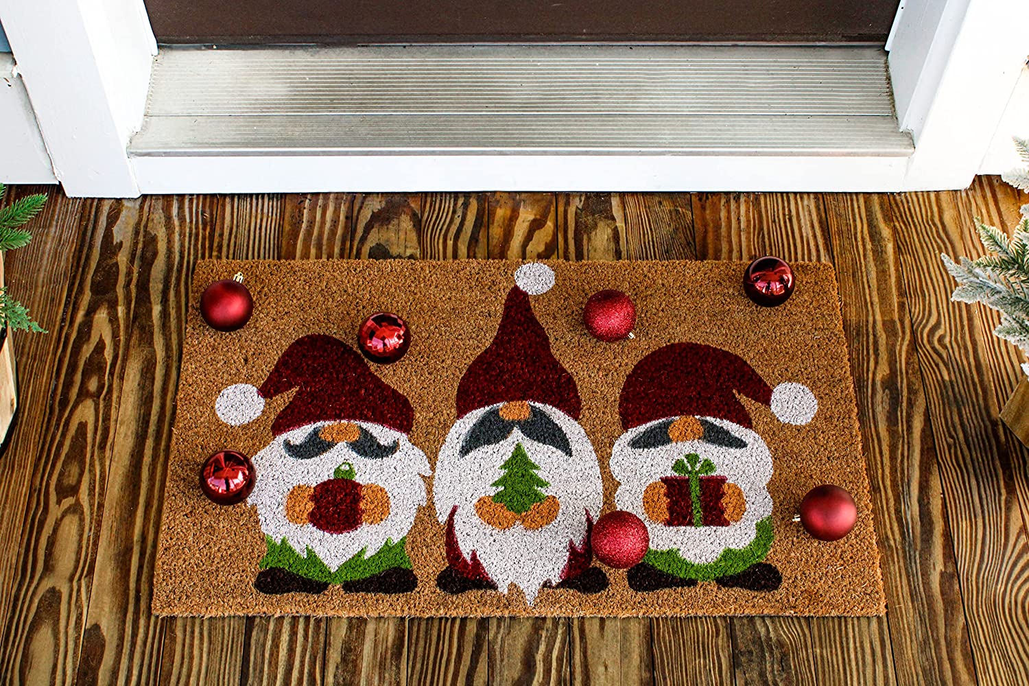 Coir Natural Fiber Doormat Christmas Gnomes Doormat 17" x 29"