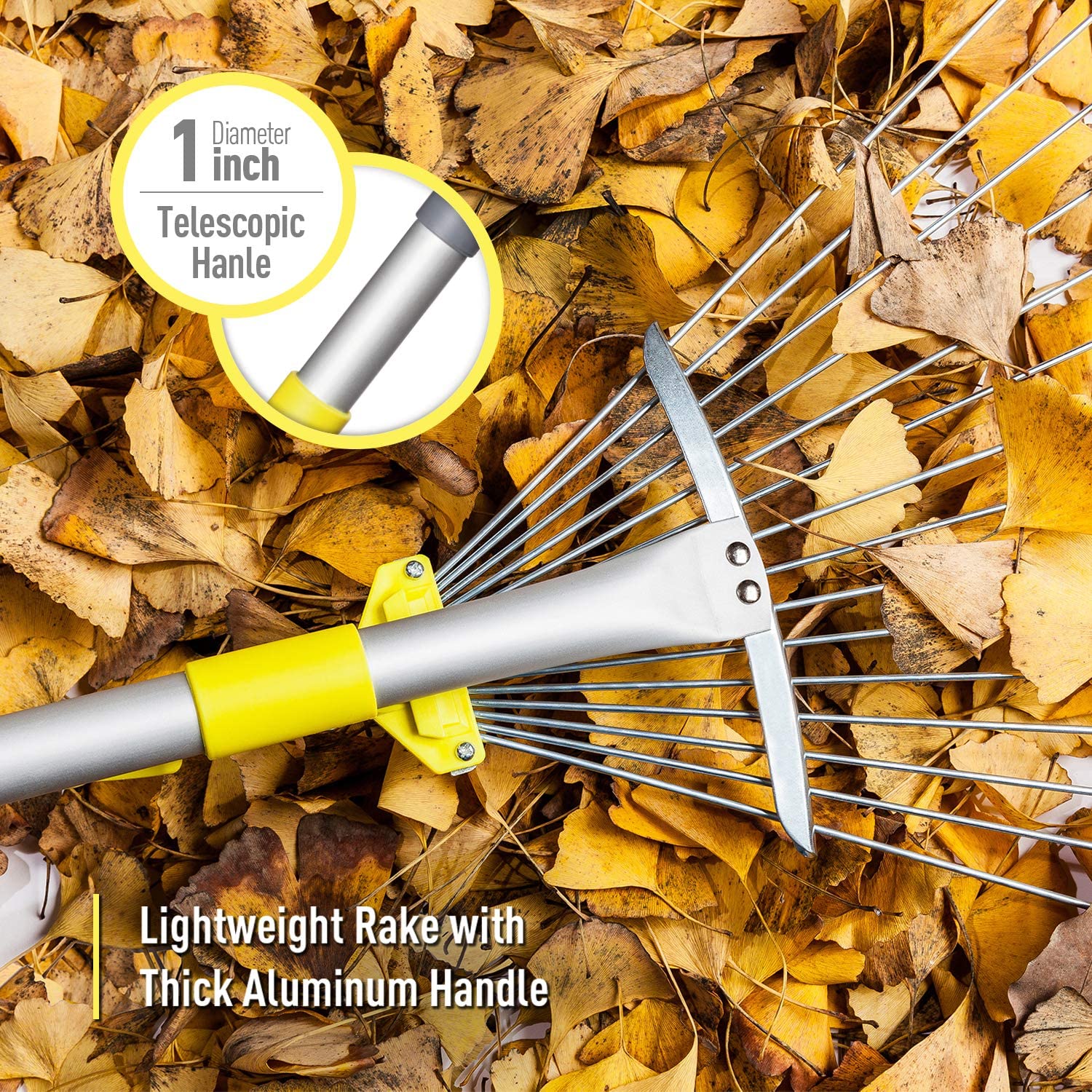 Rake Garden Leaf Leaves Adjustable Cleaning Lawn Retractable Handle Rakes Steel Yard Tools