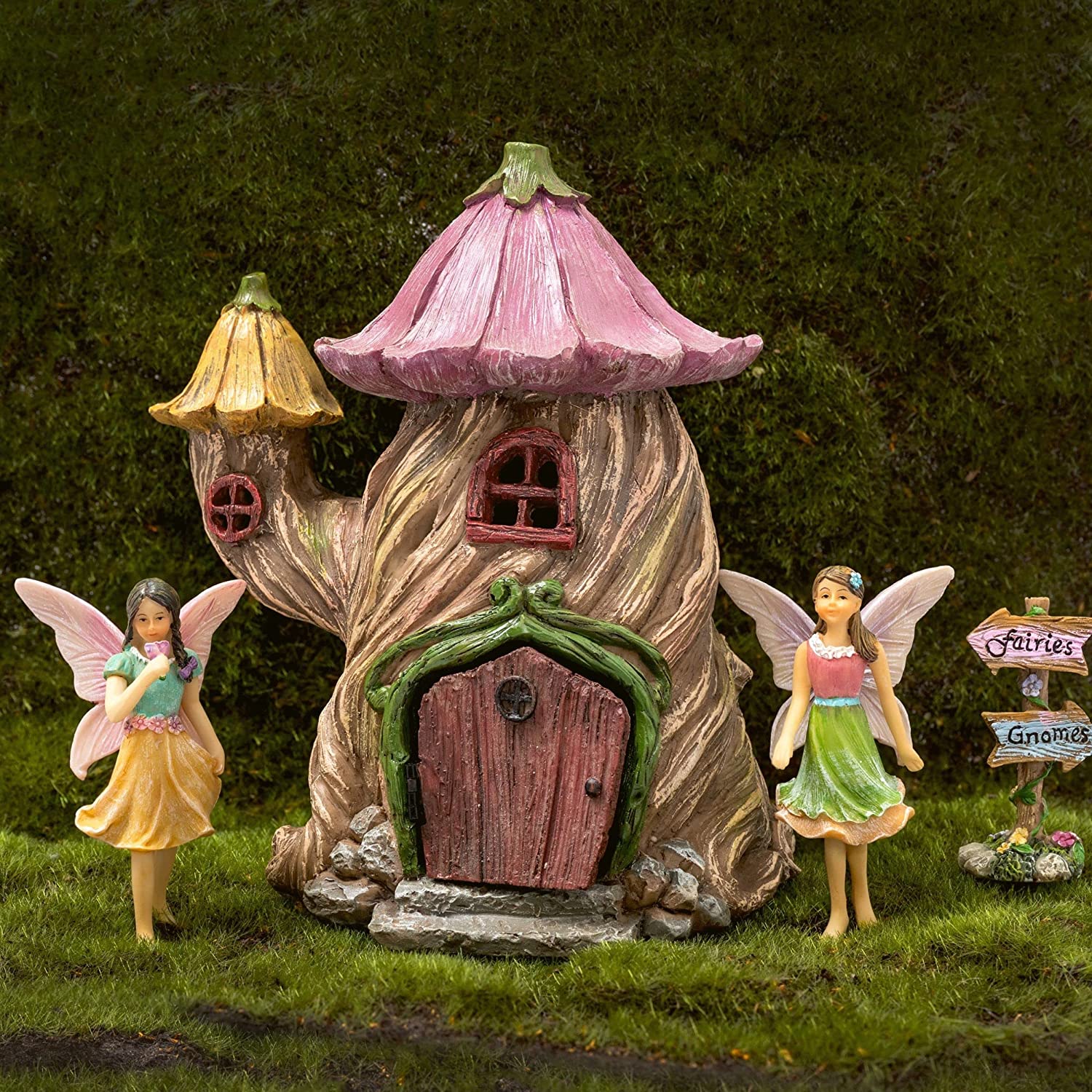 Fairy Garden House Kit Accessories Hobbit Dollhouse Miniature Gnome - 4 Items