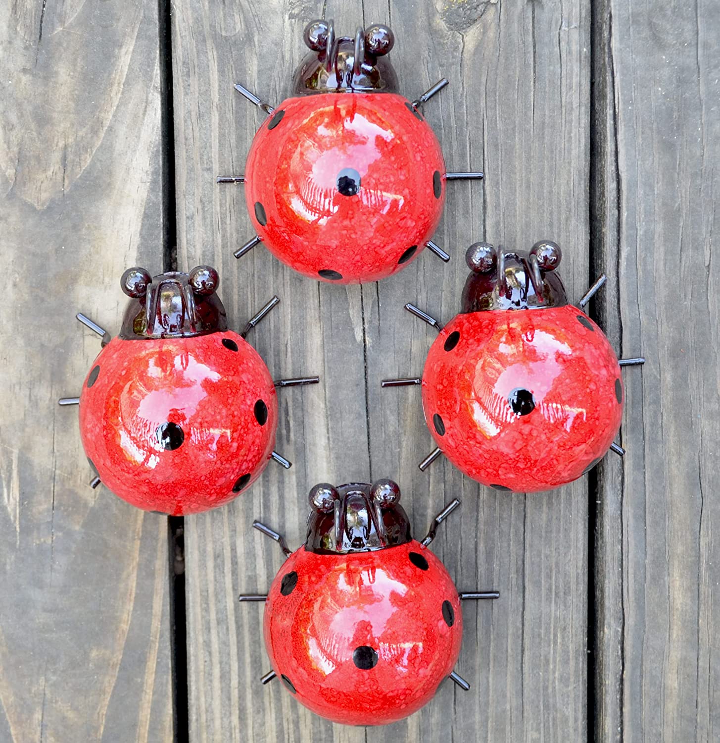 Garden Ladybug Decor Metal 4 Pack for Garden Wall Sculptures