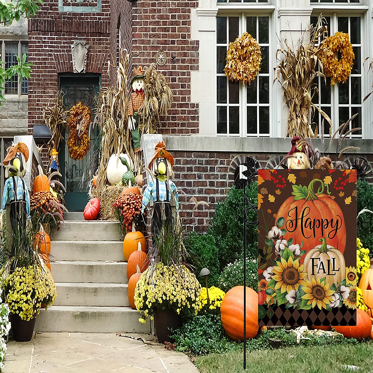 12.5 X 18 Inch Double Sided Fall Thanksgiving Pumpkin for Fall and Autumn