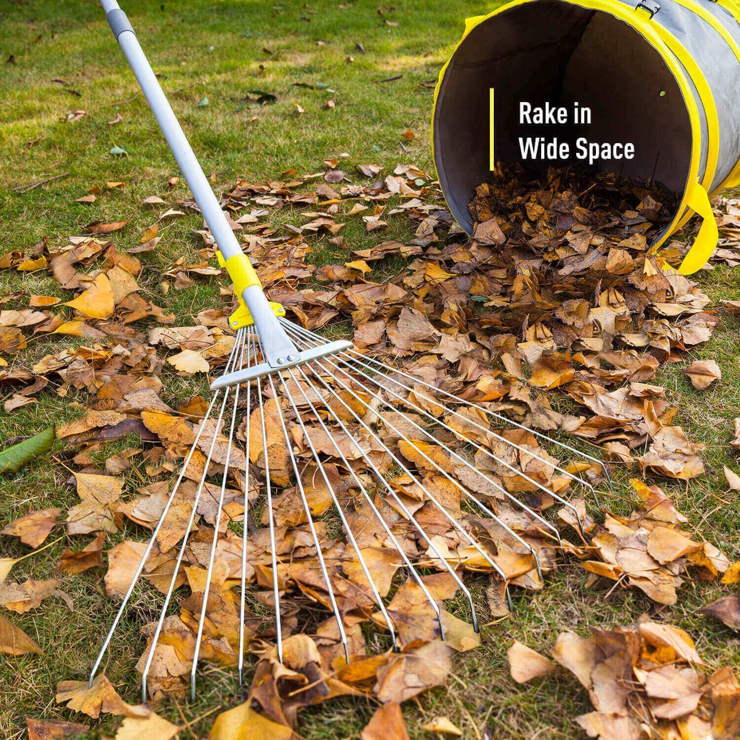 Rake Garden Leaf Leaves Adjustable Cleaning Lawn Retractable Handle Rakes Steel Yard Tools