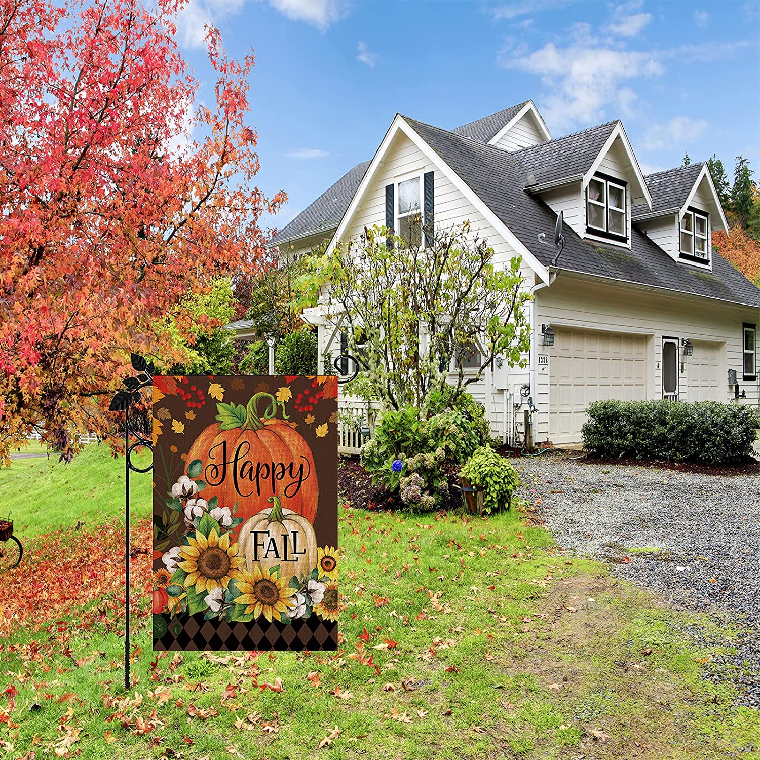 Fall Decoration Fall Garden Double Sided Flag for Thanksgiving Outdoor Decoration 12.5 X 18 Inch