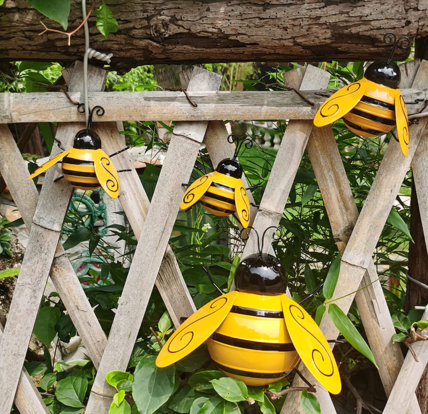 Bumble Bee Wall Garden Art Decor Decorative Fence Accents Outdoor 4pcs