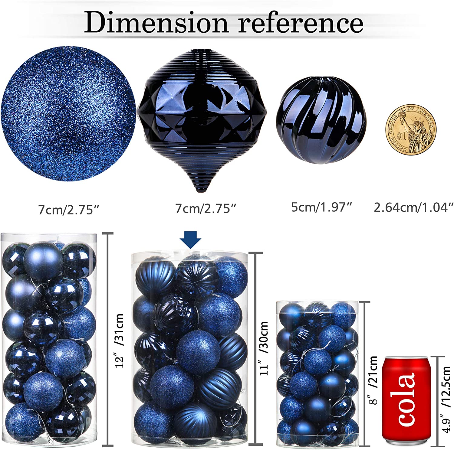 31 Pieces Christmas Ornaments Xmas Balls Tree Hanging Ball Decor Party Glitter Shatterproof