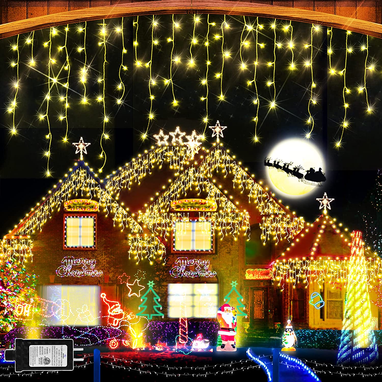 640 LED 65 FT Lights LED String Lights Outdoor Fairy Christmas Party Warm White