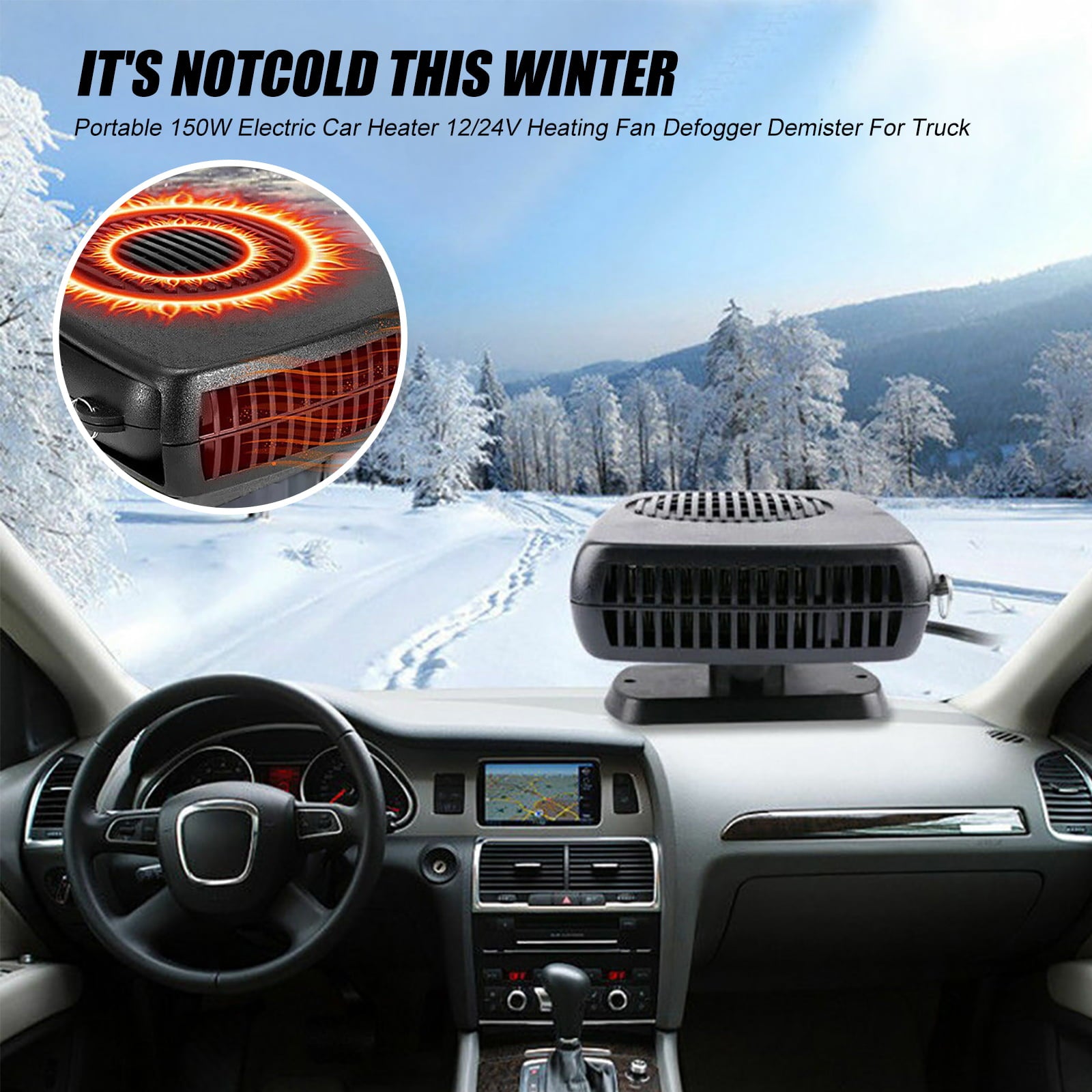 Car Portable Defroster Fan Heater Defogger 24V Truck Car Heat Cooling Fan