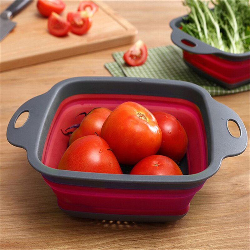 Folding Drain Basket Fruit Vegetable Washing Basket