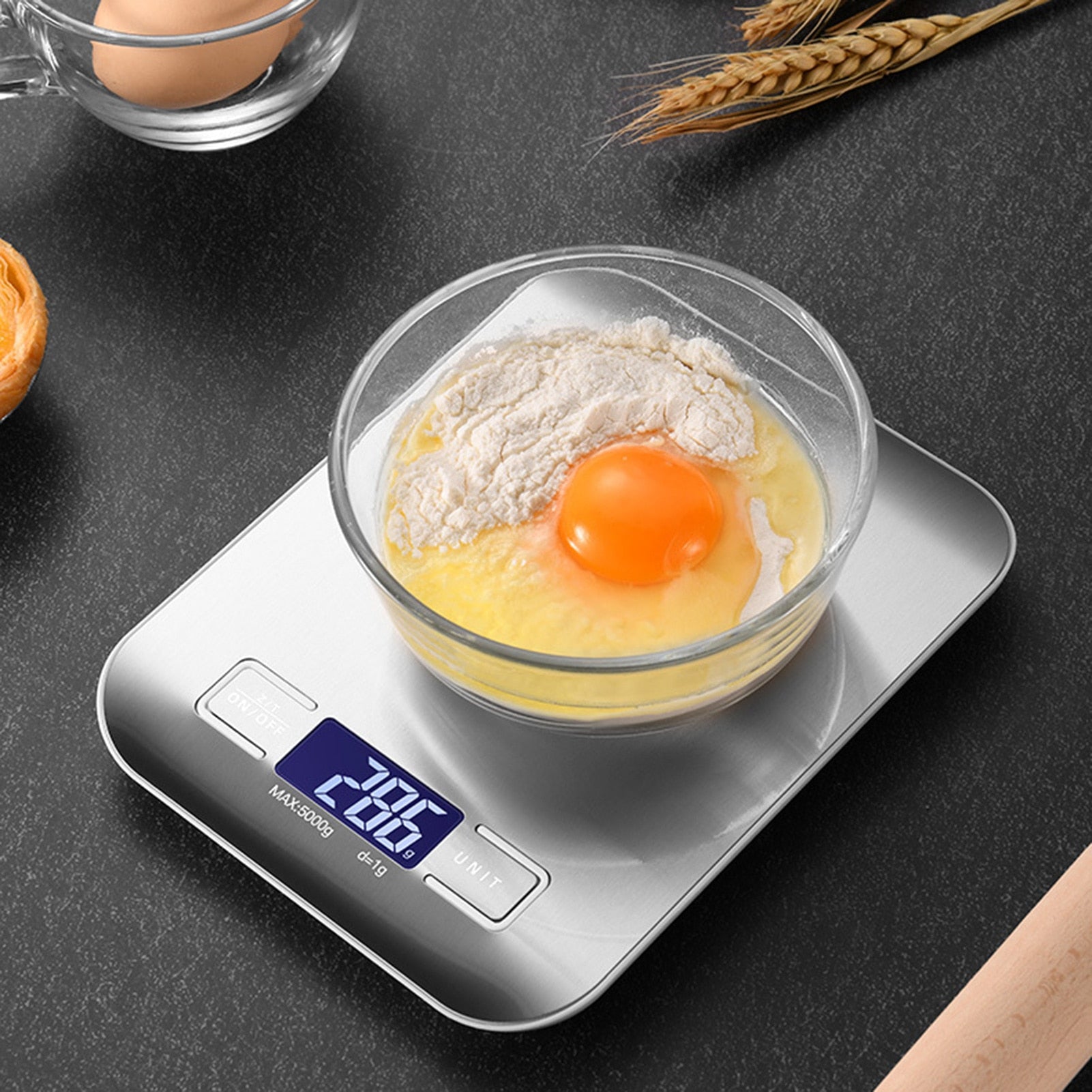 Stainless Steel Digital Kitchen Scale - Electronic LCD Display for Precise Weighing