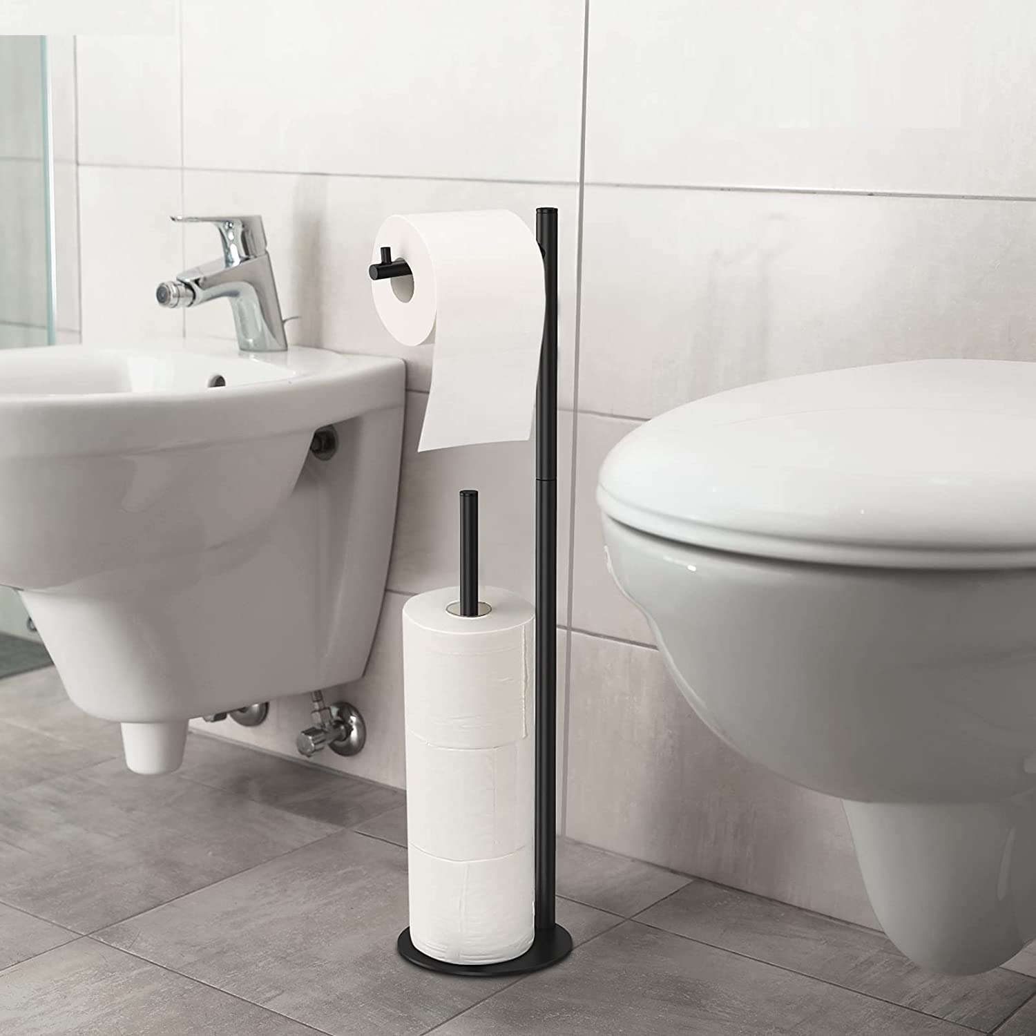 Paper Toilet Holder Stand with Reserve Storage