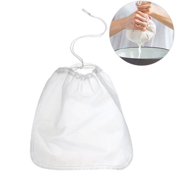 Nut Milk Bag Reusable Brew Food Strainer Food Grade Nylon Mesh (White)