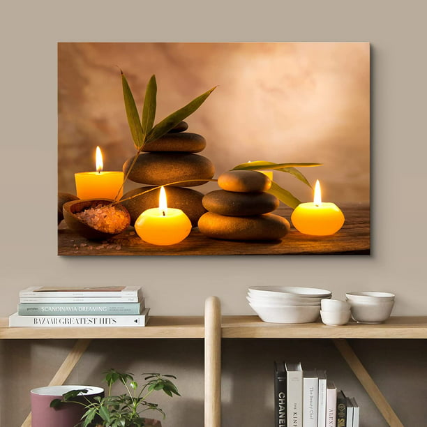 Canvas Art Wall Decor Aromatic Candles and Zen Stones,  12" x 18"