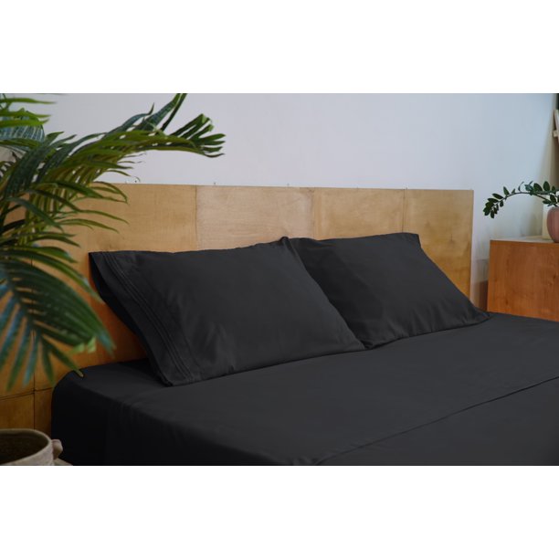 1800 Prestige Soft and Comfortable Collection Bed Sheets Set (Black, Full Size)
