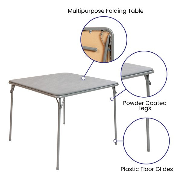 Folding Card Table with Lightweight and Collapsible Legs (Gray)