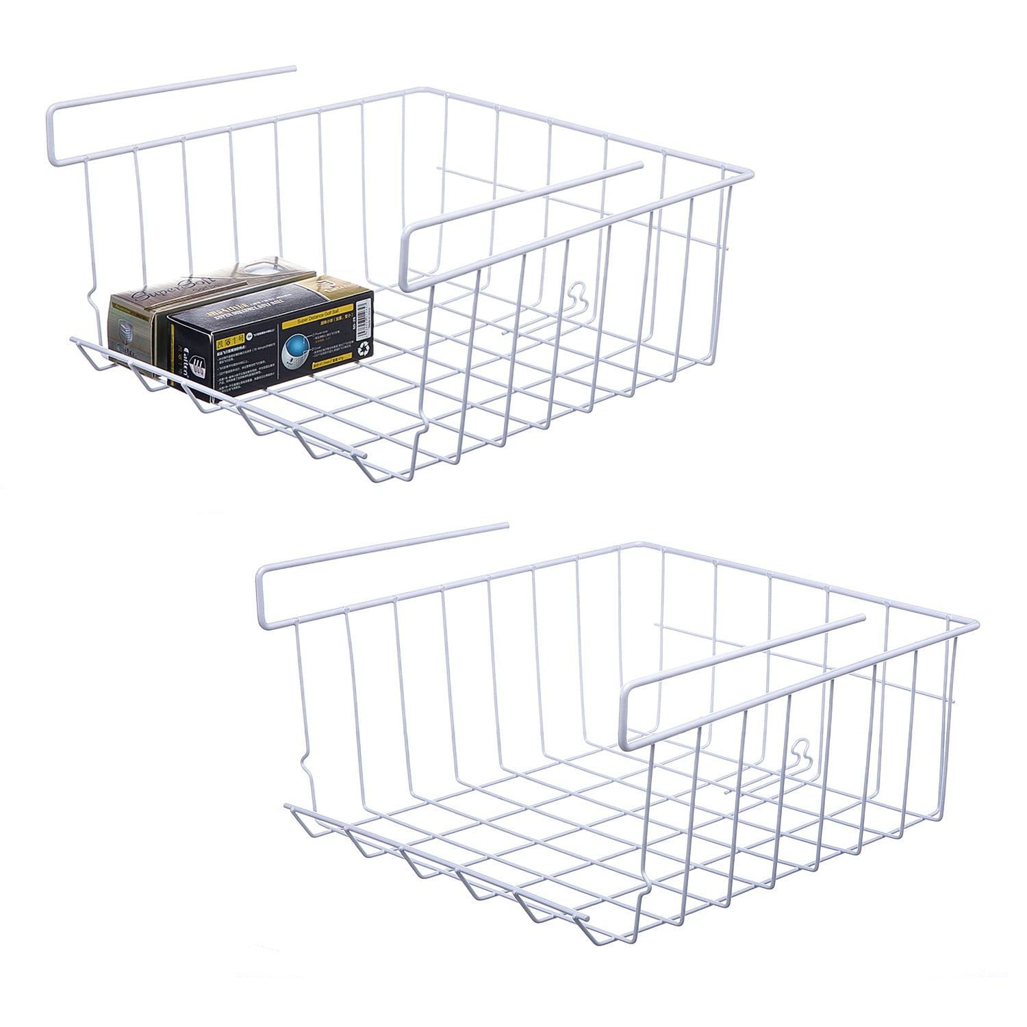 Under Storage Shelf Basket Organizer, 2 Pack White