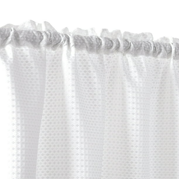 Kitchen Curtain Waffle Textured (W36 x L36) 2 Panels Rod Pocket, Short Window Curtains, Gray