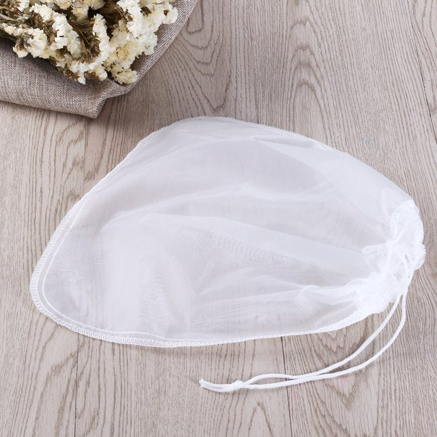 Nut Milk Bag Reusable Brew Food Strainer Food Grade Nylon Mesh (White)