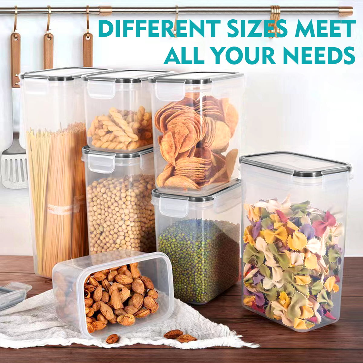 Storage Food Set Airtight Container 21 Pieces Food Canisters for Kitchen with Easy Lock Lids, Labels, Marker & Spoon Set