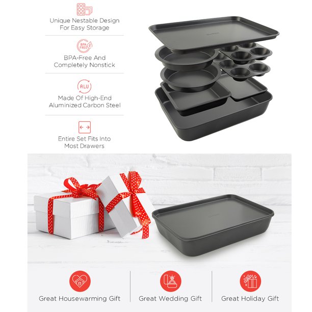 Set of 8 Baking Set Kitchen Pan Carbon Steel Bakeware