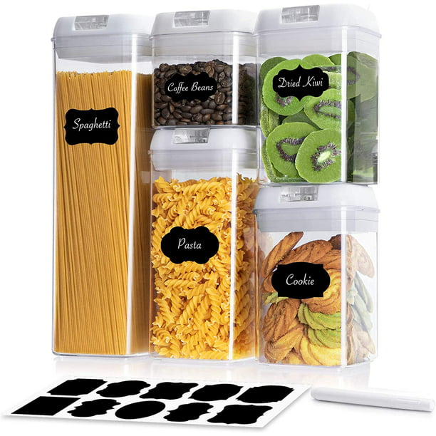 Storage Food Set Airtight Container 5 Pieces with Labels & Chalk Marker