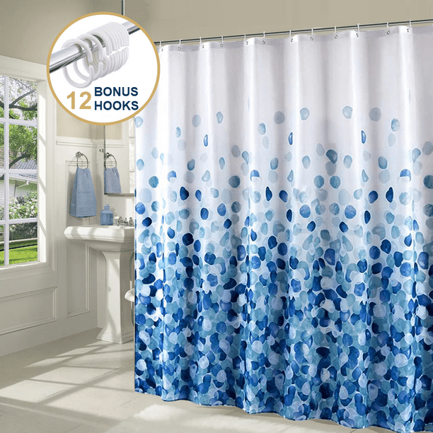 Curtain Shower Bathroom Liner, 72" W x 72” Heavy Duty Mildew-Resistant Fabric Bathroom Curtain, Blue