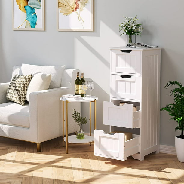 Cabinet Storage Floor Drawers for Kitchen Living Room Bedroom, White