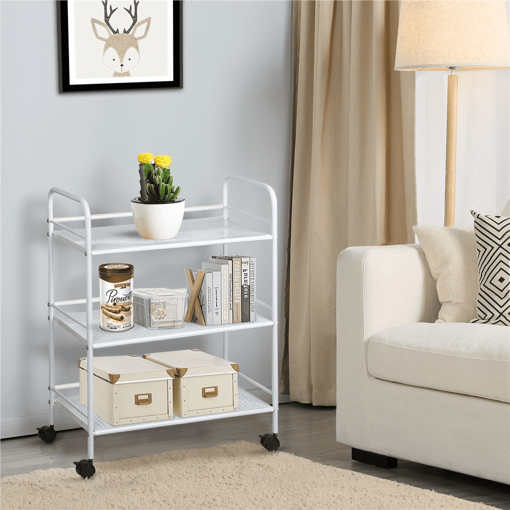 3 Shelf Salon Trolley Cart Beauty Rolling Spa Storage Stand, White