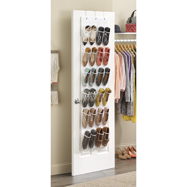 Door Hanging Shoe Rack Over the Door 12 Pair-24 Oversized Pockets