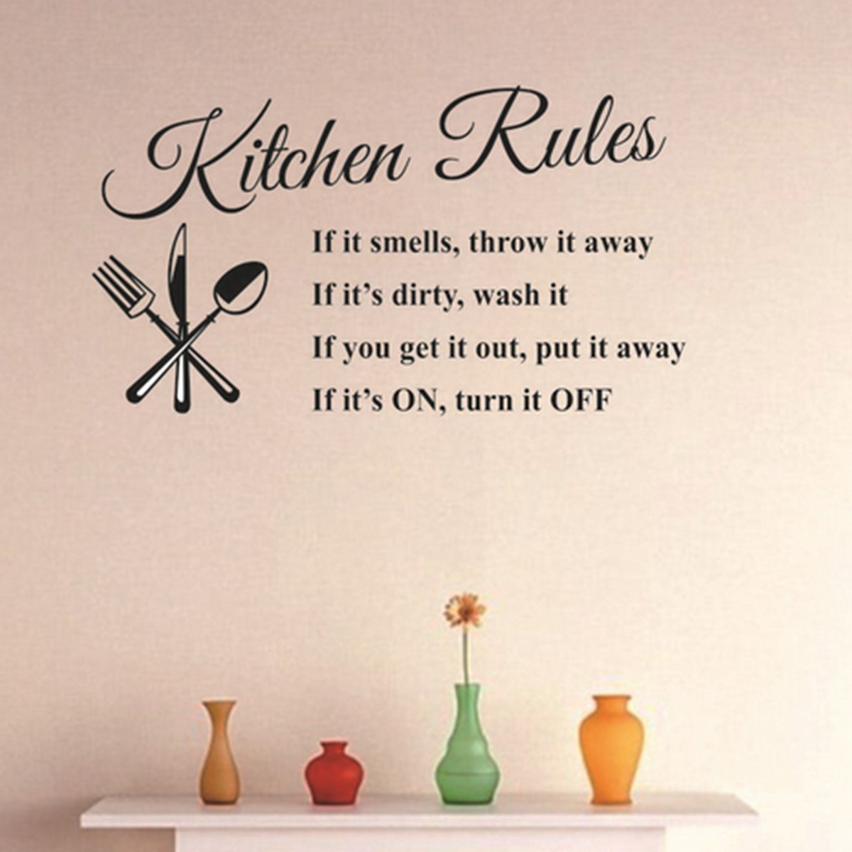 Decal Mural Art Ornament Rules Words Removable Wall Sticker For Home Kitchen Wall Decor